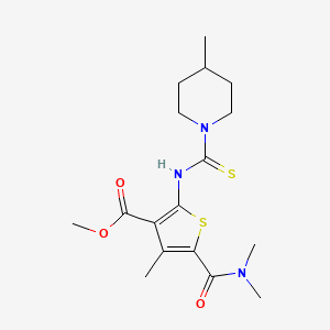 molecular formula C17H25N3O3S2 B4609426 methyl 5-[(dimethylamino)carbonyl]-4-methyl-2-{[(4-methyl-1-piperidinyl)carbonothioyl]amino}-3-thiophenecarboxylate 