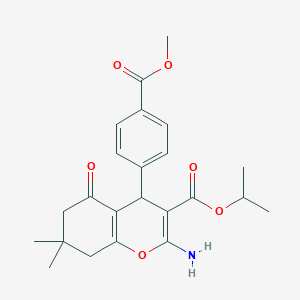 molecular formula C23H27NO6 B460943 isopropyl 2-amino-4-[4-(methoxycarbonyl)phenyl]-7,7-dimethyl-5-oxo-5,6,7,8-tetrahydro-4H-chromene-3-carboxylate 