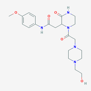 2-(1-{[4-(2-hydroxyethyl)-1-piperazinyl]acetyl}-3-oxo-2-piperazinyl)-N-(4-methoxyphenyl)acetamide