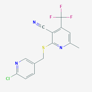 molecular formula C14H9ClF3N3S B460947 2-{[(6-Chloro-3-pyridinyl)methyl]sulfanyl}-6-methyl-4-(trifluoromethyl)nicotinonitrile CAS No. 674805-54-0