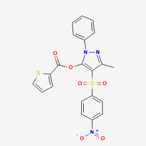 molecular formula C21H15N3O6S2 B4609490 3-methyl-4-[(4-nitrophenyl)sulfonyl]-1-phenyl-1H-pyrazol-5-yl 2-thiophenecarboxylate 