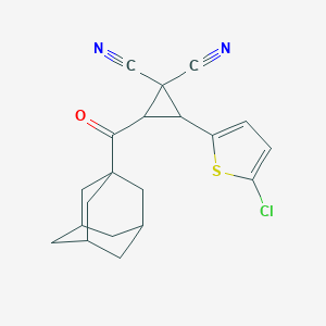 molecular formula C20H19ClN2OS B460950 2-(1-Adamantylcarbonyl)-3-(5-chloro-2-thienyl)-1,1-cyclopropanedicarbonitrile 