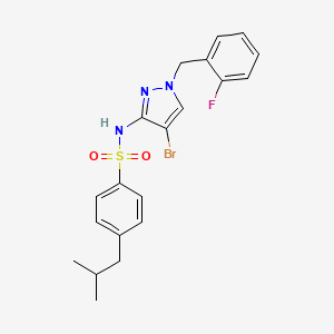 molecular formula C20H21BrFN3O2S B4609518 N-[4-溴-1-(2-氟苄基)-1H-吡唑-3-基]-4-异丁基苯磺酰胺 