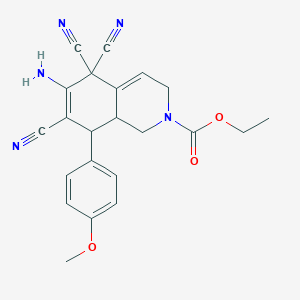 molecular formula C22H21N5O3 B460953 ethyl 6-amino-5,5,7-tricyano-8-(4-methoxyphenyl)-3,5,8,8a-tetrahydro-2(1H)-isoquinolinecarboxylate 