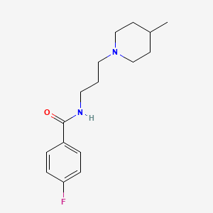 molecular formula C16H23FN2O B4609557 4-fluoro-N-[3-(4-methyl-1-piperidinyl)propyl]benzamide 