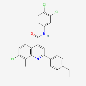 molecular formula C25H19Cl3N2O B4609587 7-chloro-N-(3,4-dichlorophenyl)-2-(4-ethylphenyl)-8-methyl-4-quinolinecarboxamide 