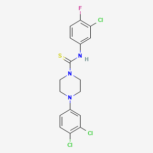 molecular formula C17H15Cl3FN3S B4609591 N-(3-chloro-4-fluorophenyl)-4-(3,4-dichlorophenyl)-1-piperazinecarbothioamide 