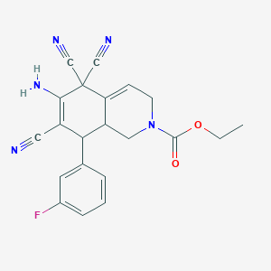 ethyl 6-amino-5,5,7-tricyano-8-(3-fluorophenyl)-3,5,8,8a-tetrahydro-2(1H)-isoquinolinecarboxylate