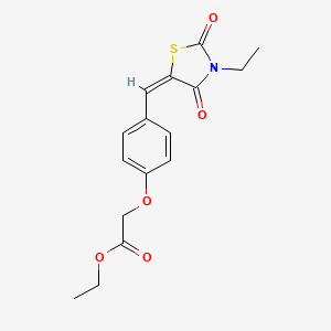 molecular formula C16H17NO5S B4609655 乙酰氧基{4-[(3-乙基-2,4-二氧代-1,3-噻唑烷-5-亚甲基)甲基]苯氧基} 