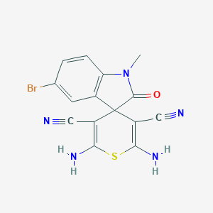 molecular formula C15H10BrN5OS B460966 2',6'-Diamino-5-bromo-1-methyl-2-oxospiro[indole-3,4'-thiopyran]-3',5'-dicarbonitrile 