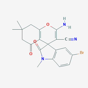 molecular formula C20H18BrN3O3 B460967 2-amino-5'-bromo-1',7,7-trimethyl-2',5-dioxo-1',3',5,6,7,8-hexahydrospiro[4H-chromene-4,3'-(2'H)-indole]-3-carbonitrile 