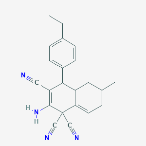 molecular formula C22H22N4 B460969 2-amino-4-(4-ethylphenyl)-6-methyl-4a,5,6,7-tetrahydro-1,1,3(4H)-naphthalenetricarbonitrile 
