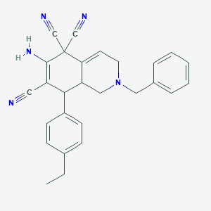 molecular formula C27H25N5 B460971 6-amino-2-benzyl-8-(4-ethylphenyl)-2,3,8,8a-tetrahydro-5,5,7(1H)-isoquinolinetricarbonitrile 
