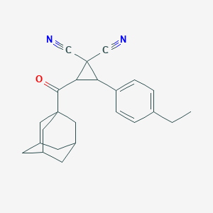 molecular formula C24H26N2O B460972 2-(1-Adamantylcarbonyl)-3-(4-ethylphenyl)-1,1-cyclopropanedicarbonitrile 