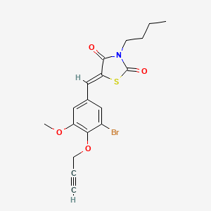 molecular formula C18H18BrNO4S B4609726 5-[3-溴-5-甲氧基-4-(2-炔-1-氧基)苯亚甲基]-3-丁基-1,3-噻唑烷-2,4-二酮 