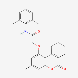 molecular formula C24H25NO4 B4609756 N-(2,6-dimethylphenyl)-2-[(3-methyl-6-oxo-7,8,9,10-tetrahydro-6H-benzo[c]chromen-1-yl)oxy]acetamide 