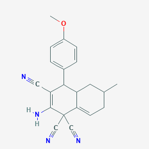 molecular formula C21H20N4O B460977 2-amino-4-(4-methoxyphenyl)-6-methyl-4a,5,6,7-tetrahydro-1,1,3(4H)-naphthalenetricarbonitrile 