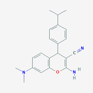 molecular formula C21H23N3O B460978 2-amino-7-(dimethylamino)-4-(4-isopropylphenyl)-4H-chromene-3-carbonitrile 