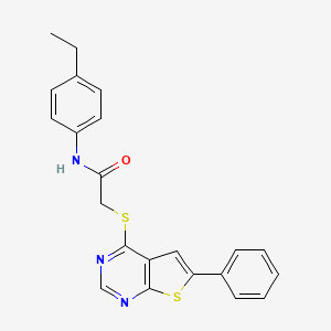 molecular formula C22H19N3OS2 B4609783 N-(4-ethylphenyl)-2-[(6-phenylthieno[2,3-d]pyrimidin-4-yl)thio]acetamide 