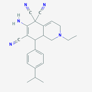 molecular formula C23H25N5 B460979 6-amino-2-ethyl-8-(4-isopropylphenyl)-2,3,8,8a-tetrahydro-5,5,7(1H)-isoquinolinetricarbonitrile 