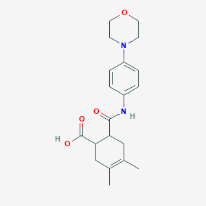 molecular formula C20H26N2O4 B4609791 3,4-dimethyl-6-({[4-(4-morpholinyl)phenyl]amino}carbonyl)-3-cyclohexene-1-carboxylic acid 