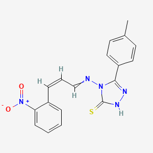 molecular formula C18H15N5O2S B4609804 5-(4-methylphenyl)-4-{[3-(2-nitrophenyl)-2-propen-1-ylidene]amino}-4H-1,2,4-triazole-3-thiol 