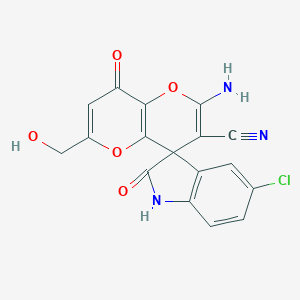 molecular formula C17H10ClN3O5 B460981 2-amino-6-(hydroxymethyl)-8-oxo-4,8-dihydropyrano[3,2-b]pyran-3-carbonitrile-4-spiro-3'-(5'-chloro-1',3'-dihydro-2'H-indol-2'-one) 