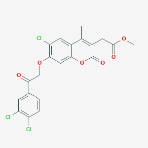 molecular formula C21H15Cl3O6 B4609821 6-氯-7-[2-(3,4-二氯苯基)-2-氧代乙氧基]-4-甲基-2-氧代-2H-色烯-3-基乙酸甲酯 