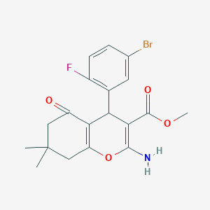 molecular formula C19H19BrFNO4 B460987 methyl 2-amino-4-(5-bromo-2-fluorophenyl)-7,7-dimethyl-5-oxo-5,6,7,8-tetrahydro-4H-chromene-3-carboxylate 