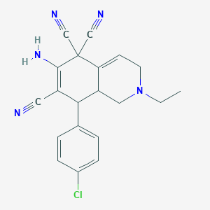 molecular formula C20H18ClN5 B460988 6-amino-8-(4-chlorophenyl)-2-ethyl-2,3,8,8a-tetrahydro-5,5,7(1H)-isoquinolinetricarbonitrile 
