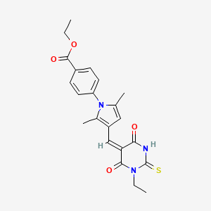 ethyl 4-{3-[(1-ethyl-4,6-dioxo-2-thioxotetrahydro-5(2H)-pyrimidinylidene)methyl]-2,5-dimethyl-1H-pyrrol-1-yl}benzoate