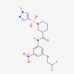 molecular formula C18H21F2N5O6S B4609941 N-[3-(2,2-二氟乙氧基)-5-硝基苯基]-1-[(1-甲基-1H-吡唑-4-基)磺酰基]-3-哌啶甲酰胺 