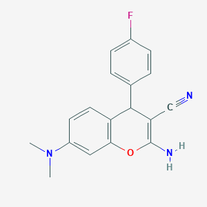 molecular formula C18H16FN3O B460996 2-amino-7-(dimethylamino)-4-(4-fluorophenyl)-4H-chromene-3-carbonitrile 