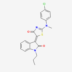 molecular formula C21H18ClN3O2S B4609984 3-[2-[(4-chlorophenyl)(methyl)amino]-4-oxo-1,3-thiazol-5(4H)-ylidene]-1-propyl-1,3-dihydro-2H-indol-2-one 