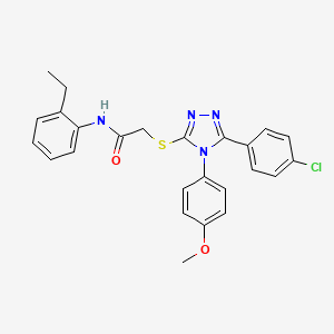 2-{[5-(4-chlorophenyl)-4-(4-methoxyphenyl)-4H-1,2,4-triazol-3-yl]thio}-N-(2-ethylphenyl)acetamide