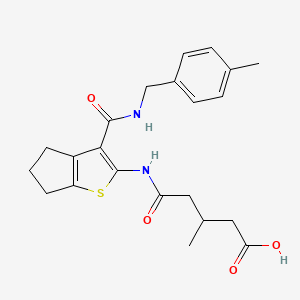 molecular formula C22H26N2O4S B4610013 3-甲基-5-[(3-{[(4-甲基苄基)氨基]羰基}-5,6-二氢-4H-环戊[b]噻吩-2-基)氨基]-5-氧代戊酸 