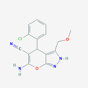 molecular formula C15H13ClN4O2 B461005 6-Amino-4-(2-chlorophenyl)-3-(methoxymethyl)-2,4-dihydropyrano[2,3-c]pyrazole-5-carbonitrile 