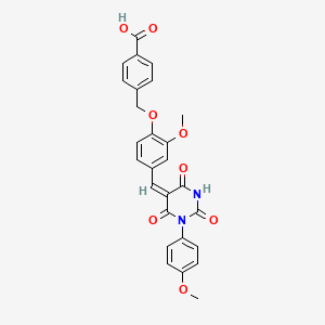 molecular formula C27H22N2O8 B4610059 4-[(2-甲氧基-4-{[1-(4-甲氧基苯基)-2,4,6-三氧代四氢-5(2H)-嘧啶亚甲基]甲基}苯氧基)甲基]苯甲酸 