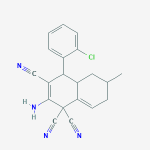 molecular formula C20H17ClN4 B461006 2-amino-4-(2-chlorophenyl)-6-methyl-4a,5,6,7-tetrahydro-1,1,3(4H)-naphthalenetricarbonitrile 
