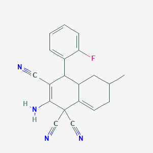 molecular formula C20H17FN4 B461008 2-amino-4-(2-fluorophenyl)-6-methyl-4a,5,6,7-tetrahydro-1,1,3(4H)-naphthalenetricarbonitrile 