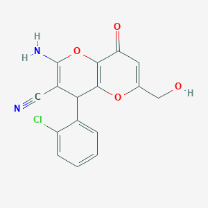 molecular formula C16H11ClN2O4 B461014 2-Amino-4-(2-chlorophenyl)-6-(hydroxymethyl)-8-oxo-4,8-dihydropyrano[3,2-b]pyran-3-carbonitrile CAS No. 665000-76-0