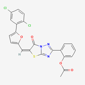 2-(5-{[5-(2,5-dichlorophenyl)-2-furyl]methylene}-6-oxo-5,6-dihydro[1,3]thiazolo[3,2-b][1,2,4]triazol-2-yl)phenyl acetate