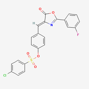 molecular formula C22H13ClFNO5S B4610146 4-{[2-(3-氟苯基)-5-氧代-1,3-恶唑-4(5H)-亚烷基]甲基}苯基 4-氯苯磺酸酯 