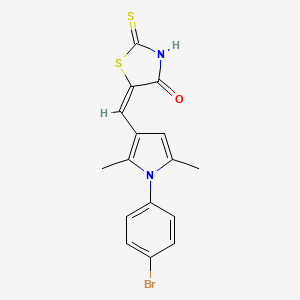 molecular formula C16H13BrN2OS2 B4610152 5-{[1-(4-bromophenyl)-2,5-dimethyl-1H-pyrrol-3-yl]methylene}-2-thioxo-1,3-thiazolidin-4-one 