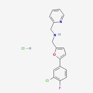 molecular formula C17H15Cl2FN2O B4610174 盐酸{[5-(3-氯-4-氟苯基)-2-呋喃基]甲基}(2-吡啶基甲基)胺 