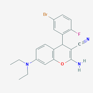 molecular formula C20H19BrFN3O B461019 2-amino-4-(5-bromo-2-fluorophenyl)-7-(diethylamino)-4H-chromene-3-carbonitrile 