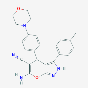 molecular formula C24H23N5O2 B461021 6-Amino-3-(4-methylphenyl)-4-[4-(4-morpholinyl)phenyl]-2,4-dihydropyrano[2,3-c]pyrazole-5-carbonitrile 