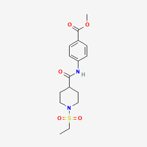 molecular formula C16H22N2O5S B4610237 methyl 4-({[1-(ethylsulfonyl)-4-piperidinyl]carbonyl}amino)benzoate 