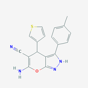 6-Amino-3-(4-methylphenyl)-4-(3-thienyl)-2,4-dihydropyrano[2,3-c]pyrazole-5-carbonitrile