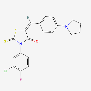 molecular formula C20H16ClFN2OS2 B4610272 3-(3-chloro-4-fluorophenyl)-5-[4-(1-pyrrolidinyl)benzylidene]-2-thioxo-1,3-thiazolidin-4-one 